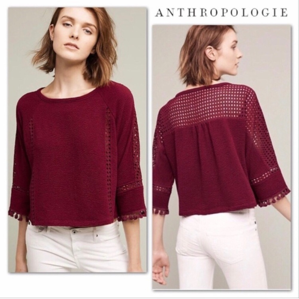 ANTHROPOLOGIE SATURDAY SUNDAY OLANDA POM POM TOP